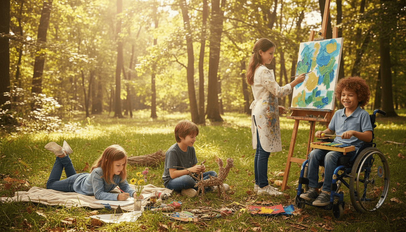 A green butterfly rests on a flower.