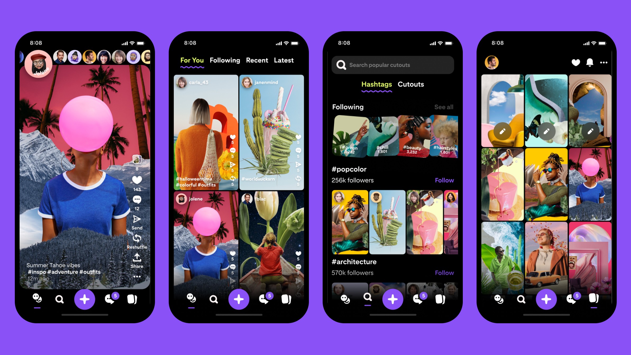 mobile screens on purple background