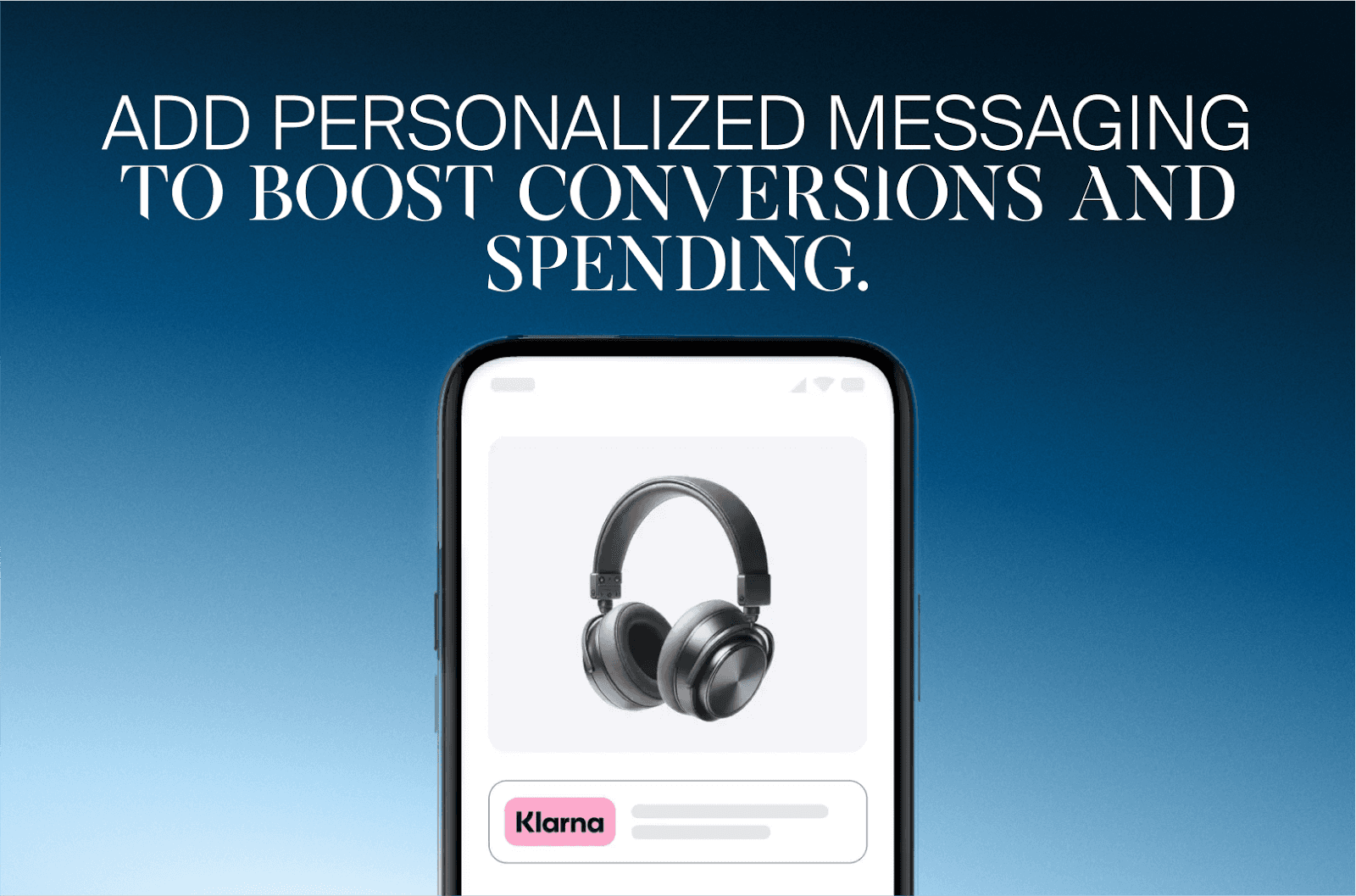 Produktseite für Kopfhörer auf dem Smartphone mit einem Klarna On-Site-Messaging-Banner