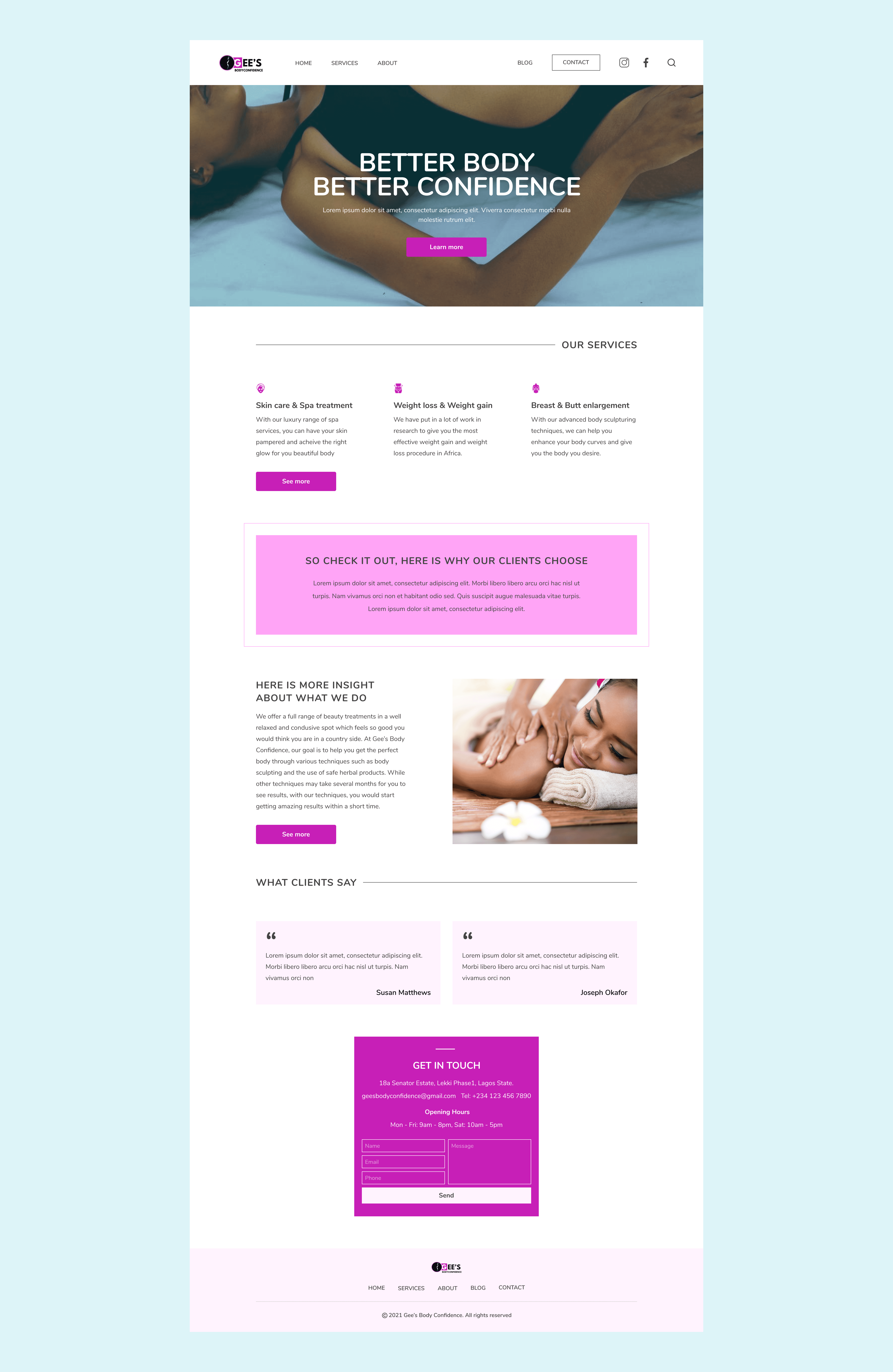 shots of gees body confidence landing page