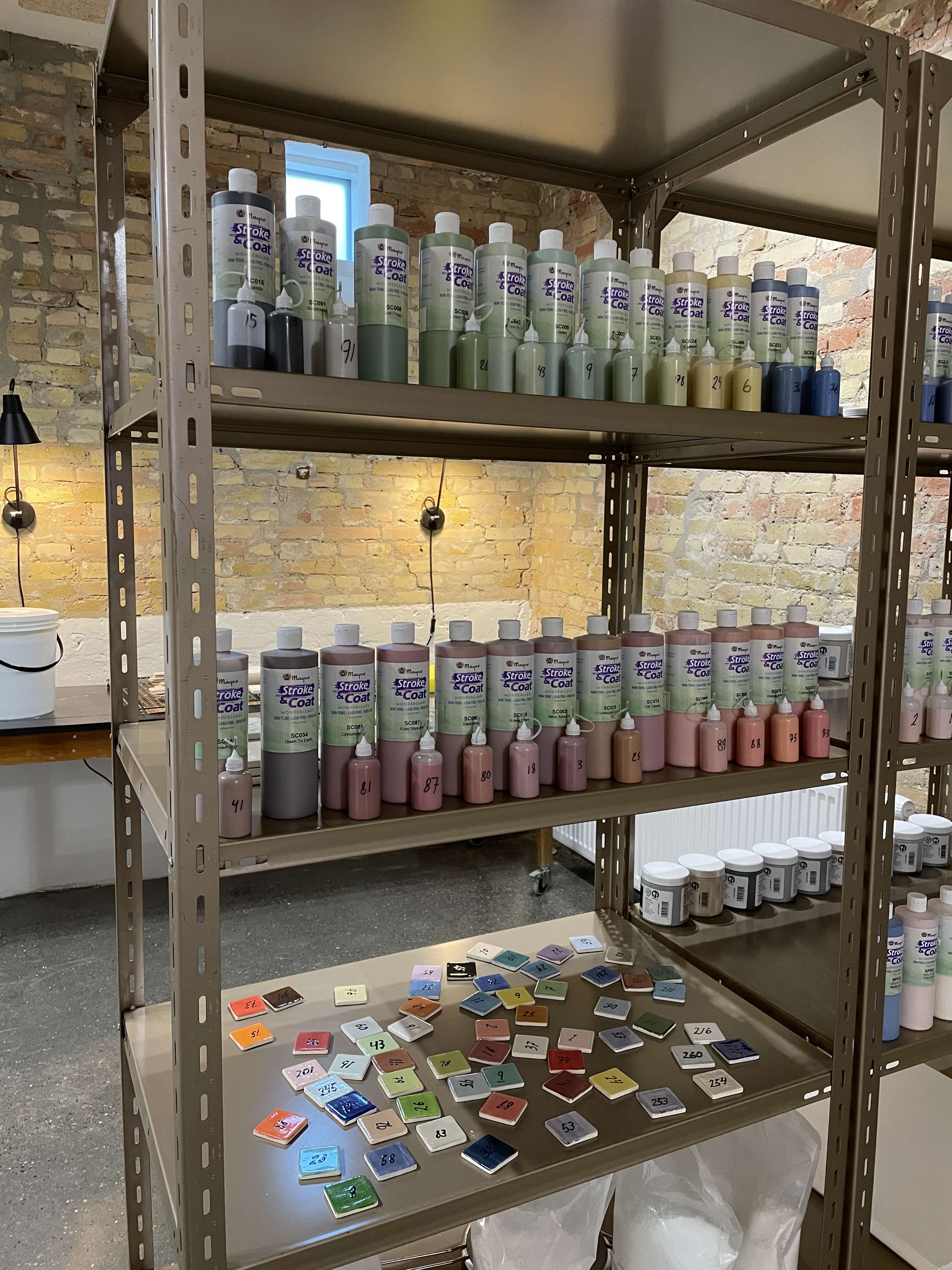 A wide selection of colors to paint on ceramics