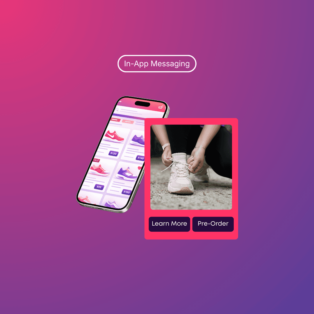 Hand holding smartphone displaying woman using mobile phone, representing digital marketing