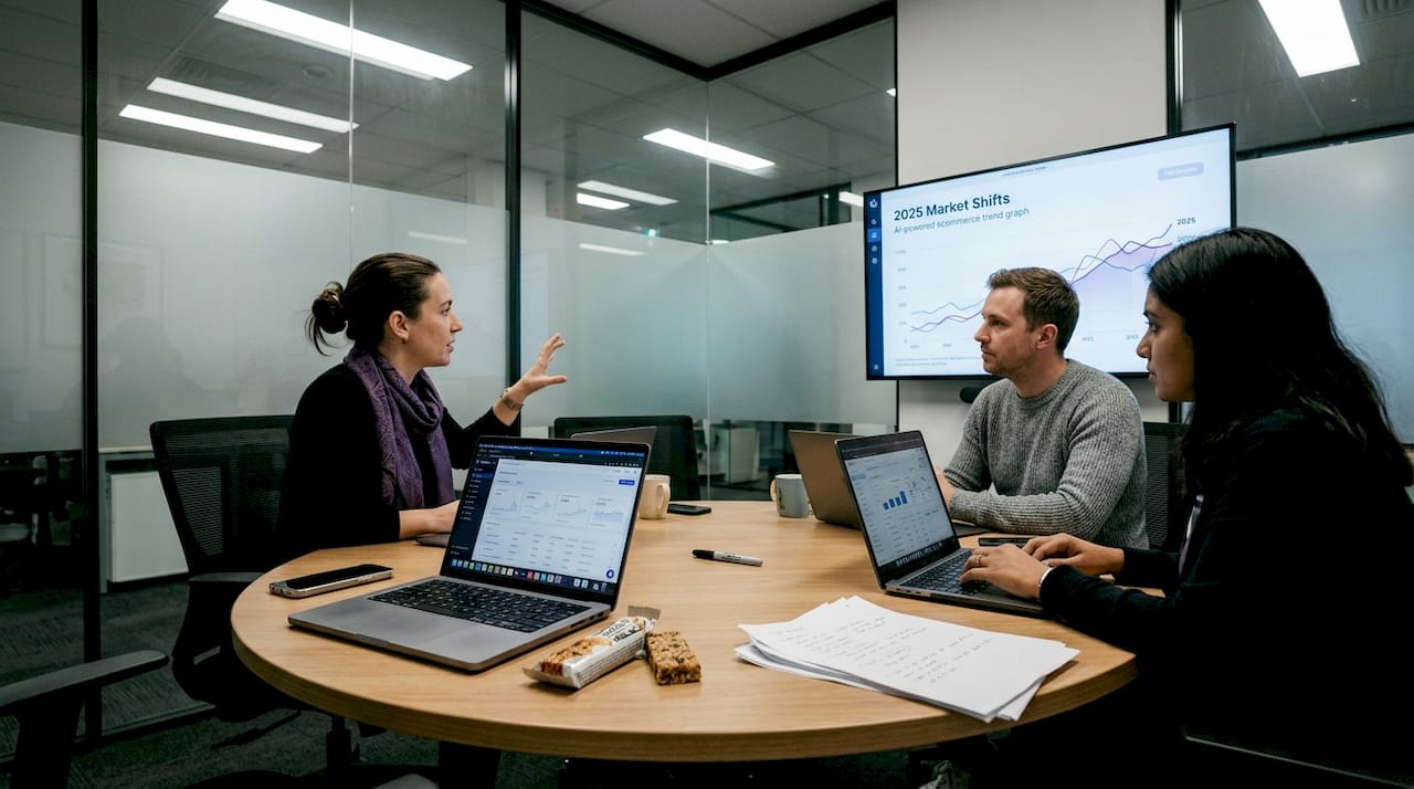 Team analyzing AI ecommerce trends together