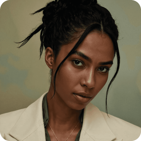 Portrait of woman in white blazer