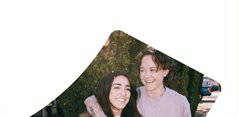 Two friends laughing