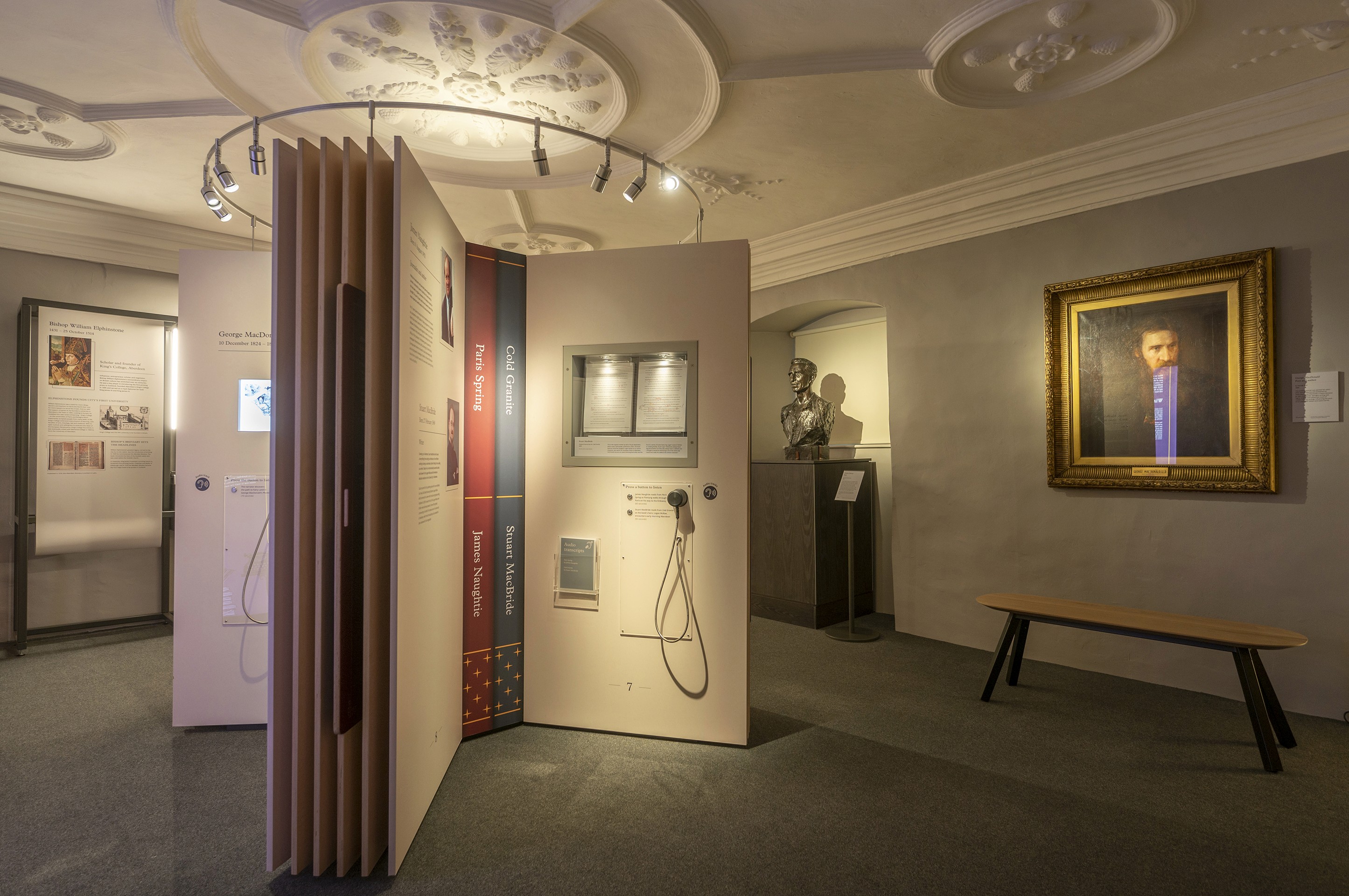 Bespoke museum fit out, displays, furniture, and interactive exhibition pieces for a historic visitor attraction