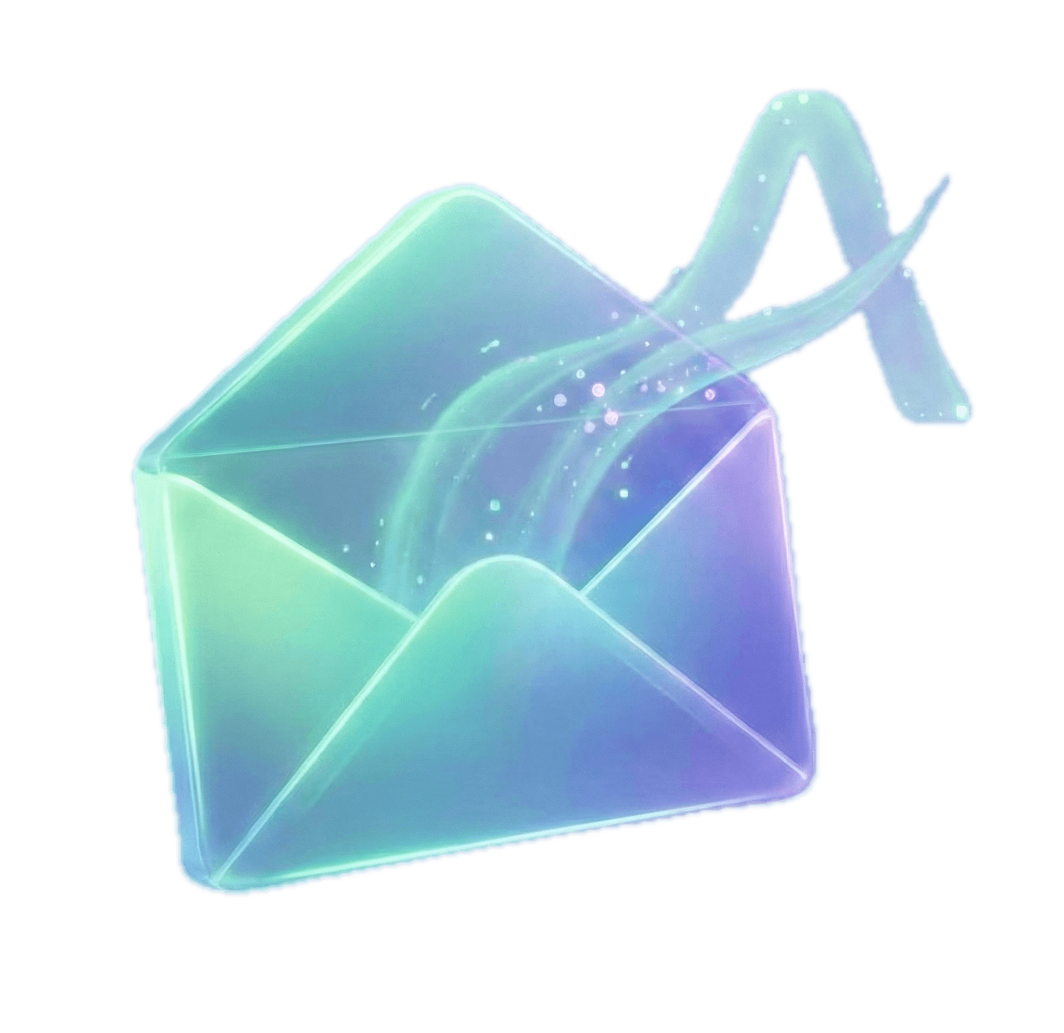 Icône 3D d'une enveloppe futuriste lumineuse symbolisant la newsletter et le brief stratégique financier Aurora.