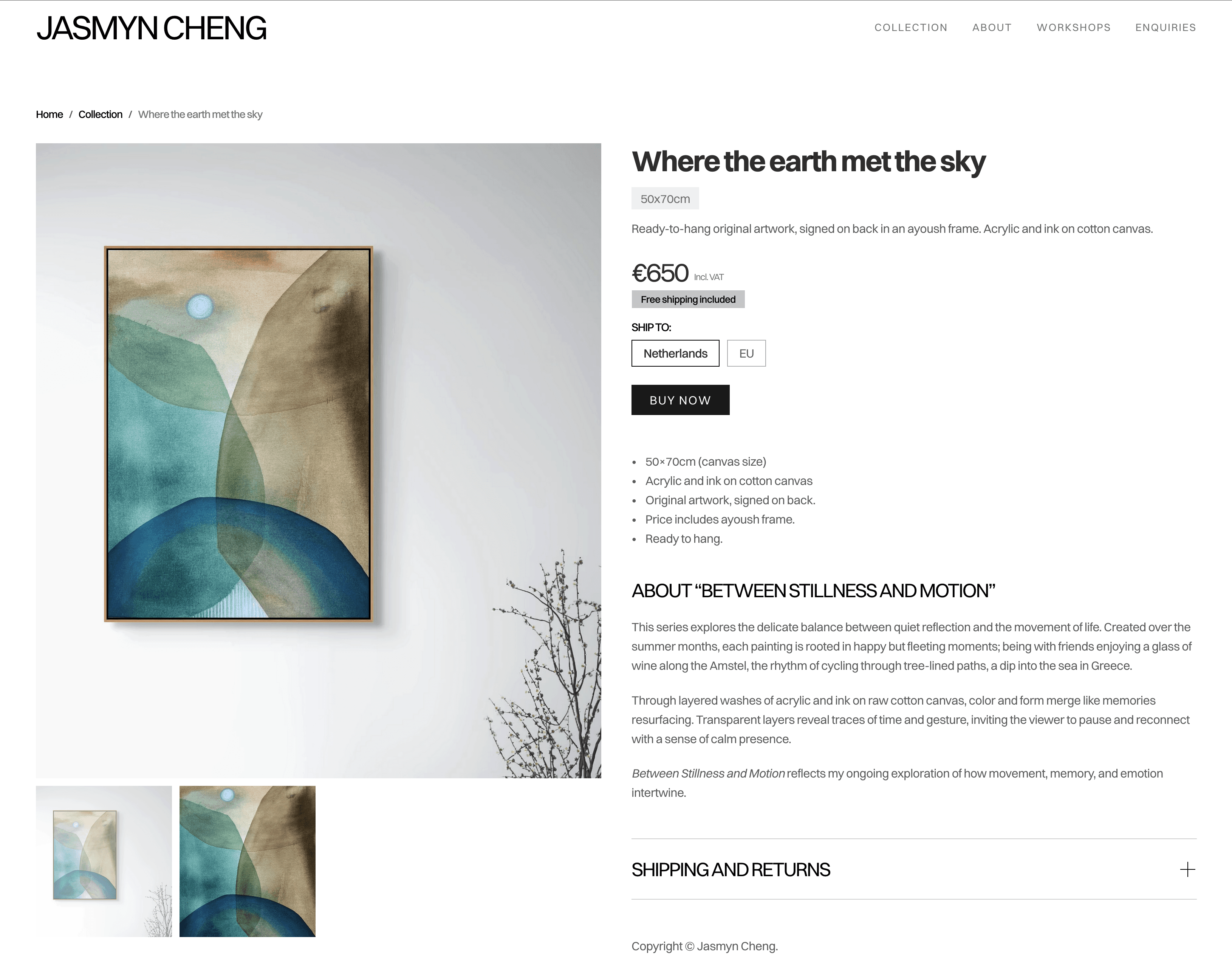 Product page with shipping selection