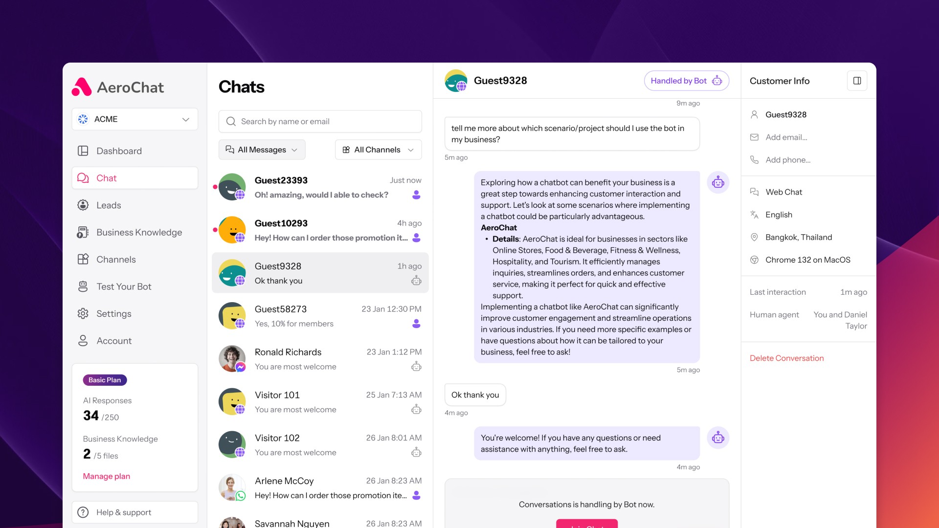 AeroChat Chats Page