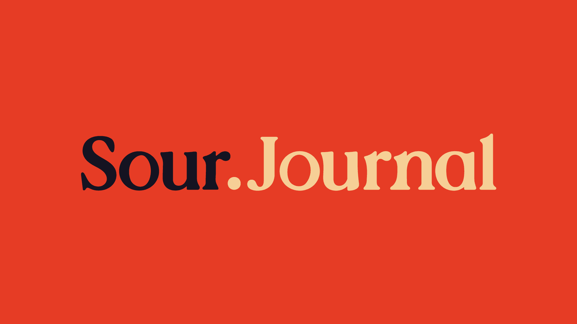 A collection of four distinct pages from the Sour.fm magazine displayed against a solid orange background. The leftmost page features "Sour.Journal" with an illustration of a person holding a cup, and text about "Analog Habits For The Digital Age." The adjacent page lists various everyday topics. The next page asks "What do you want" with an image of two hands shaking. The rightmost page promotes Sour.fm with a QR code and notes on community engagement and humor.