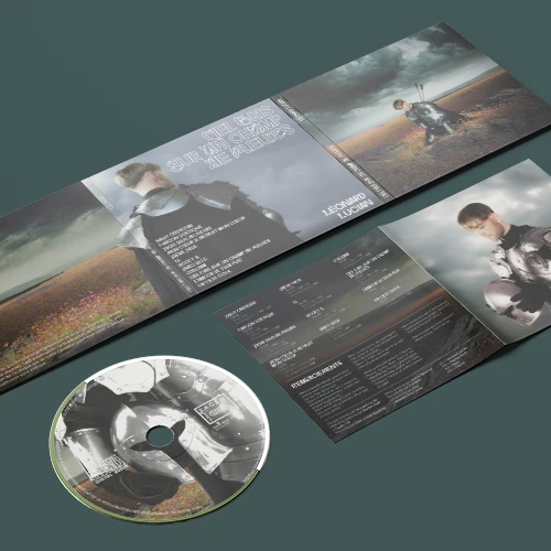 Éléments du digipack de l'album "Ciel gris sur un champ de fleur" de l'artiste Léonard Lucian