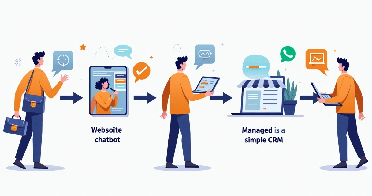 Fluxo visual de conversão com etapas simples para pequenas empresas 