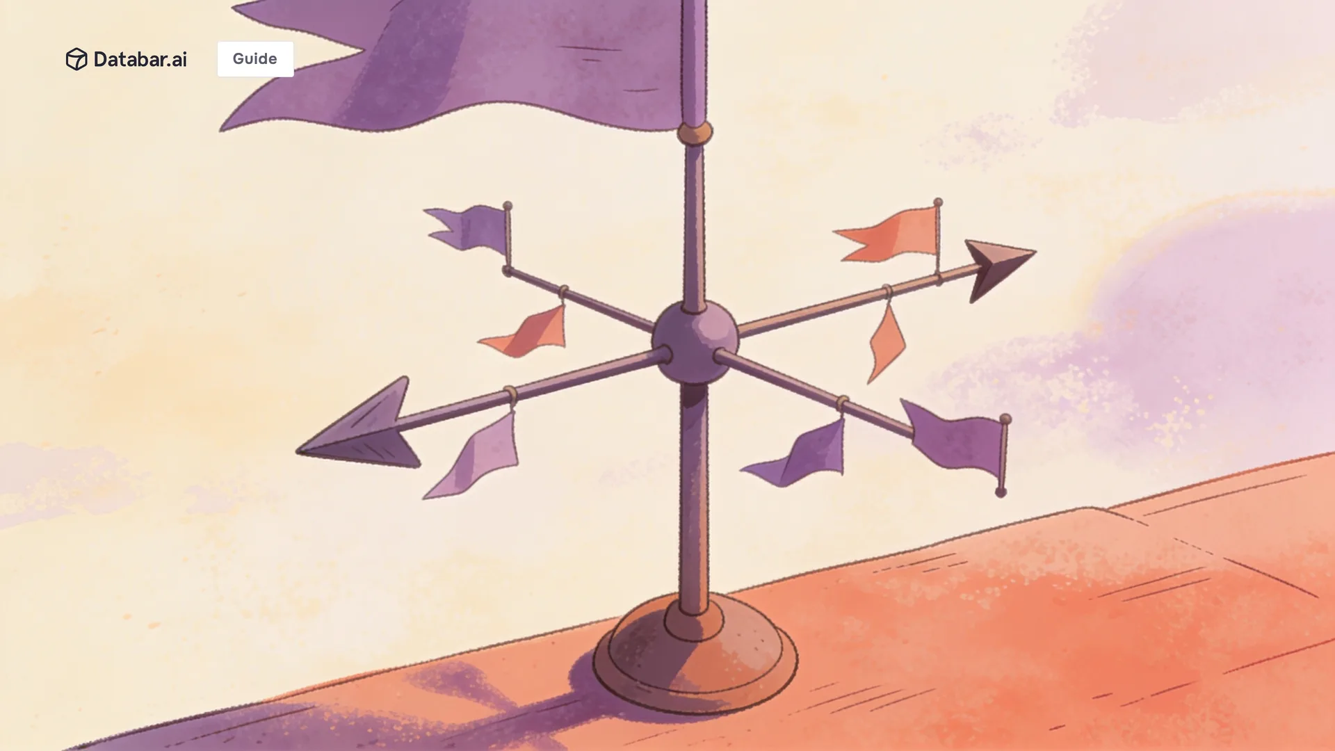 Illustration of a weather vane with small pennants around it all turning to a new direction — 2026 Data Enrichment Trends: What's Changing in GTM Data