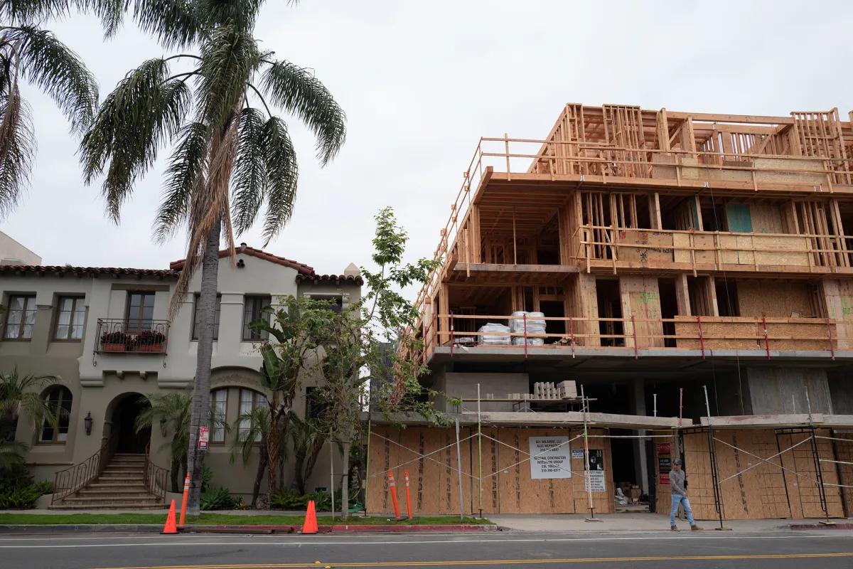 Large custom home under construction in Los Angeles, California, while awaiting expedited permitting under new law AB 253.
