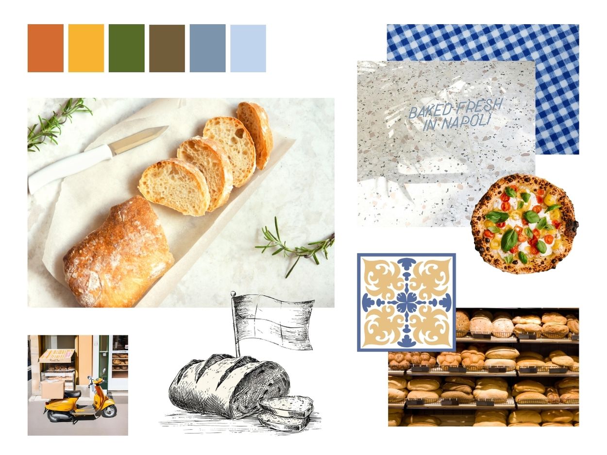 moodboard with italian food and color inspiration