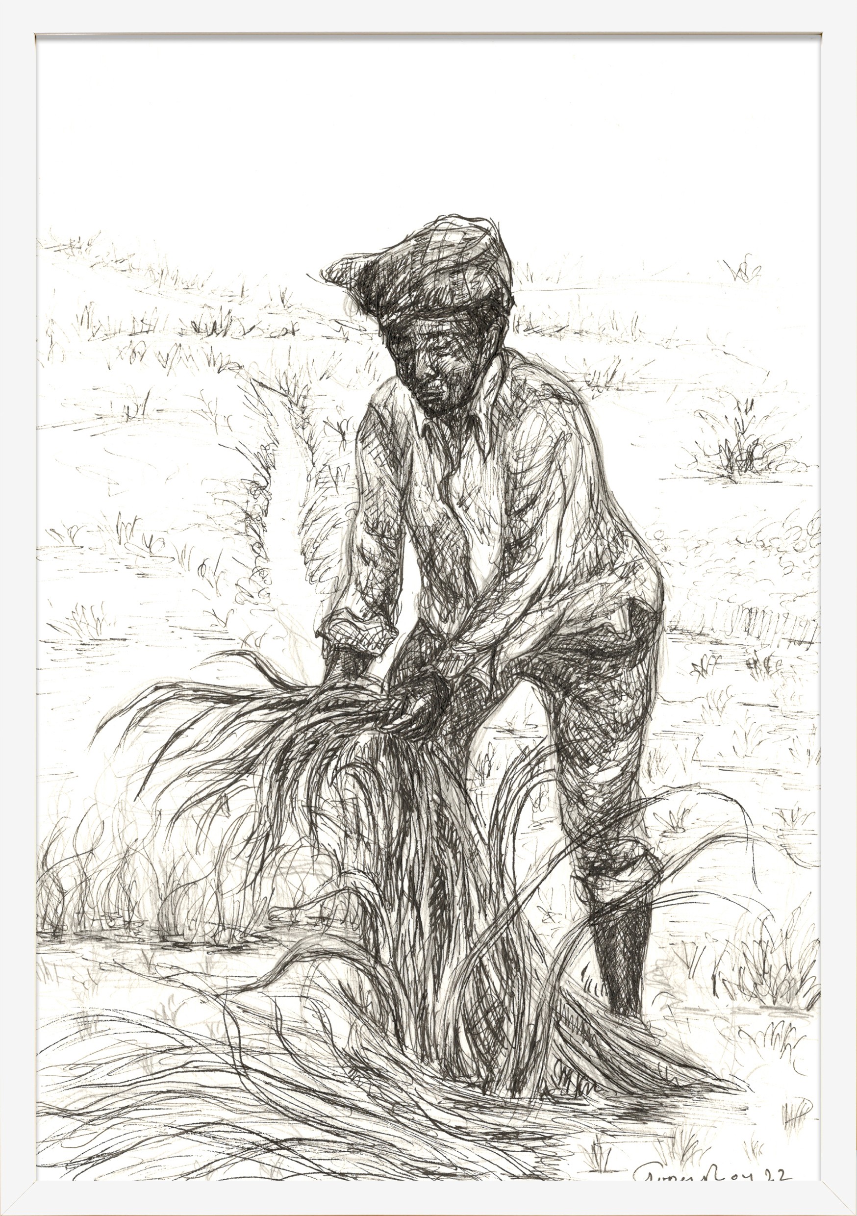 herd of sheep on road painting