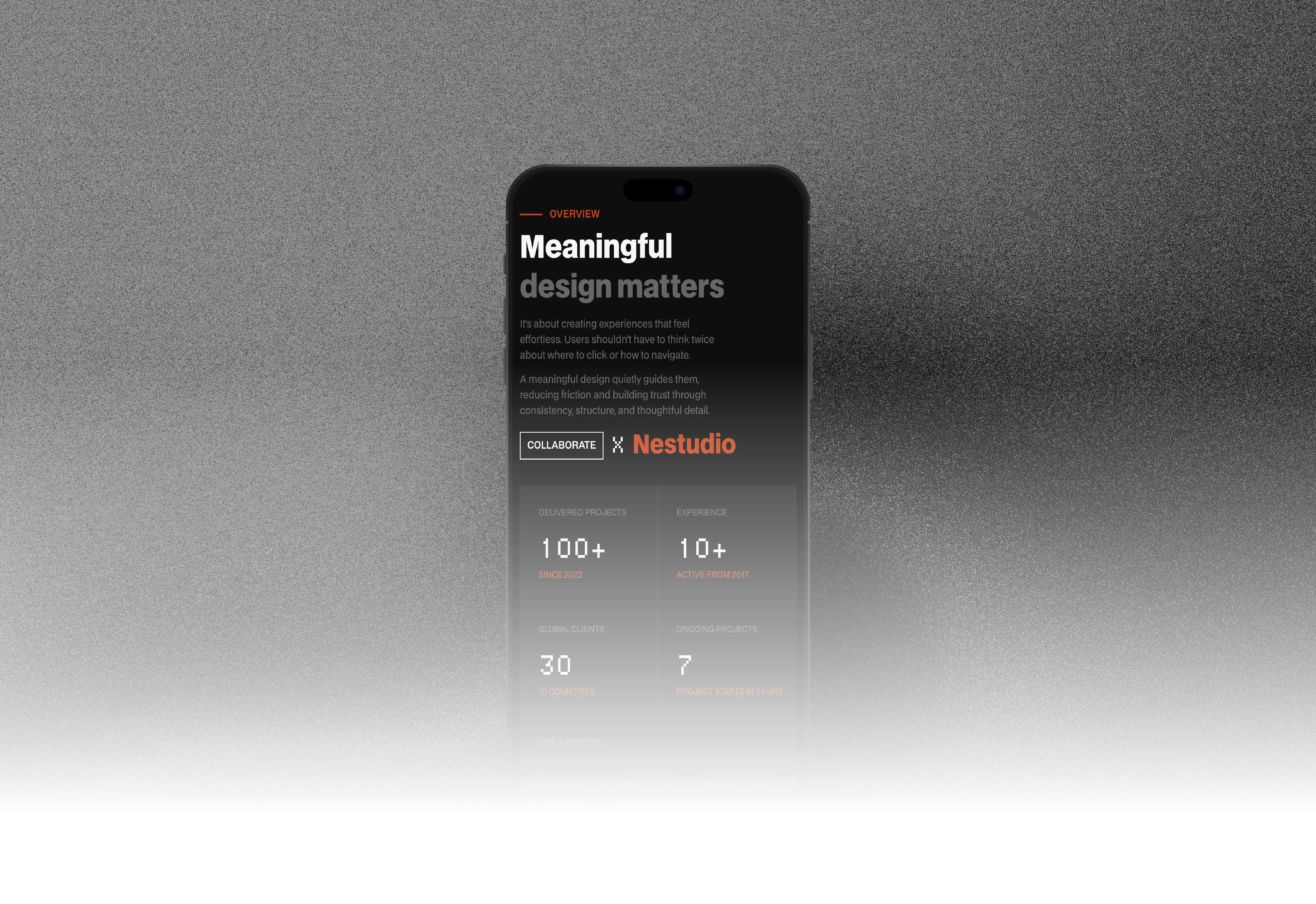 marktick, a framer dark themed website template main page highlights mock of mobile version