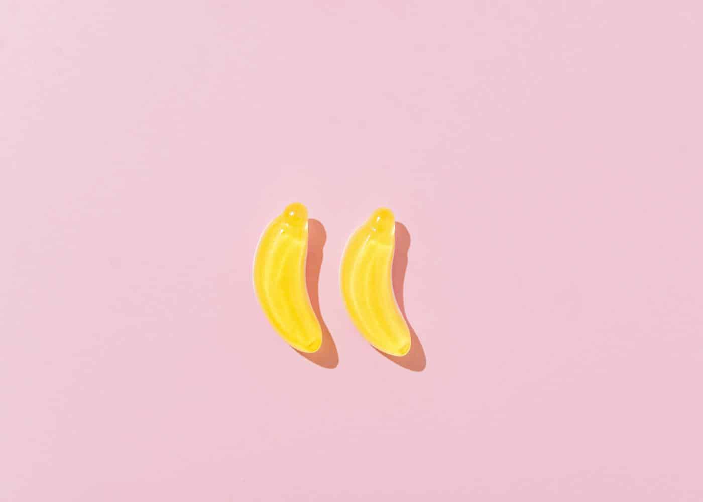 Two libido gummies shaped like bananas