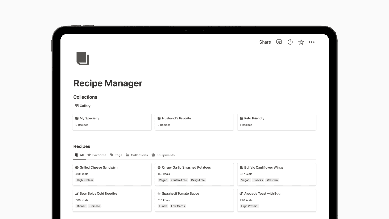 Recipe Manager Notion Template