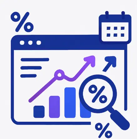 Icône illustrant les résultats mesurables avec tableau de bord en temps réel et rapports hebdomadaires