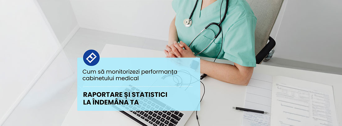 Interfața aplicației Evolvo afișând rapoarte și statistici medicale digitale pentru cabinete – monitorizarea performanței prin software medical.