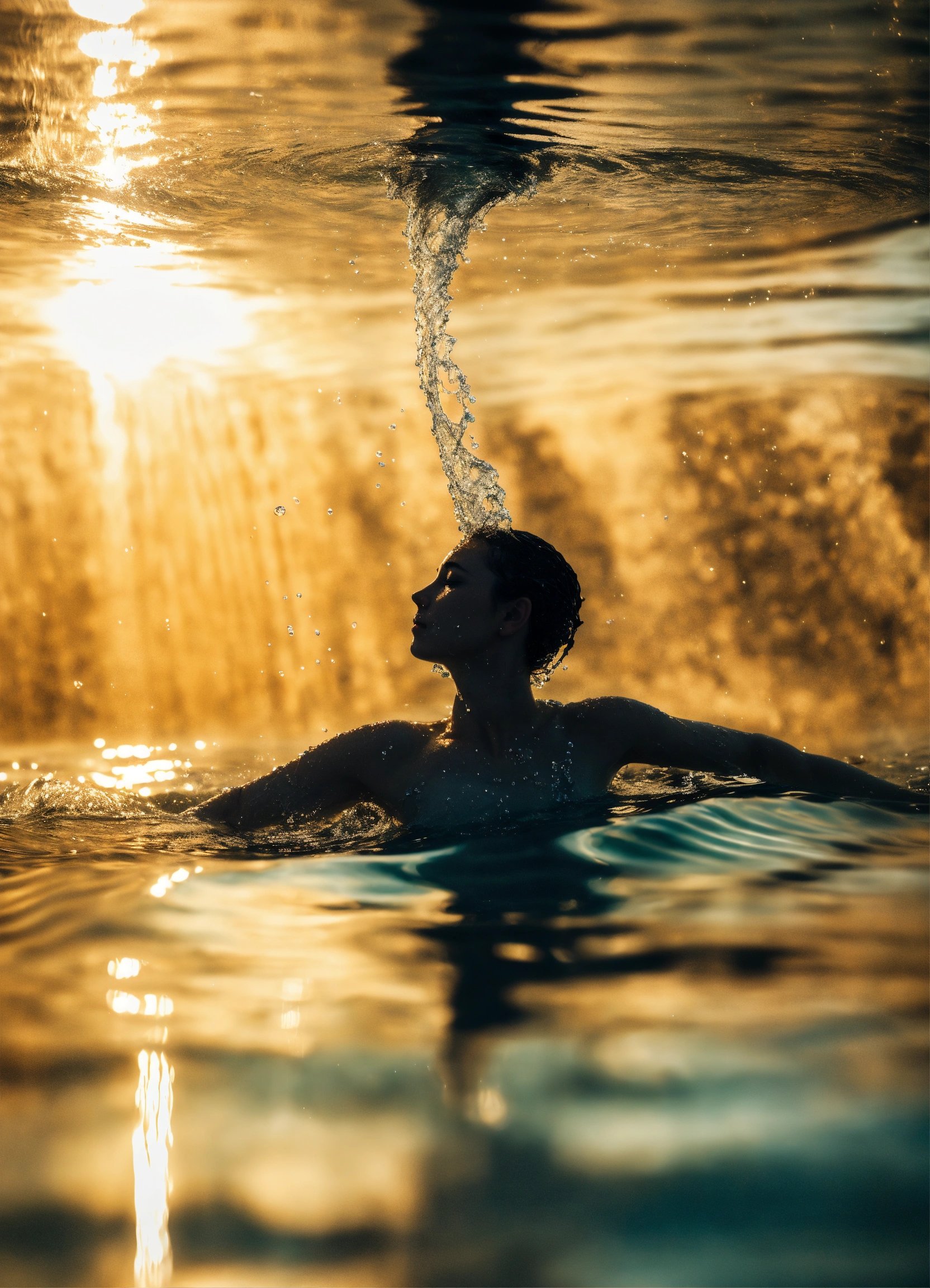 Un homme flottant sur le dos