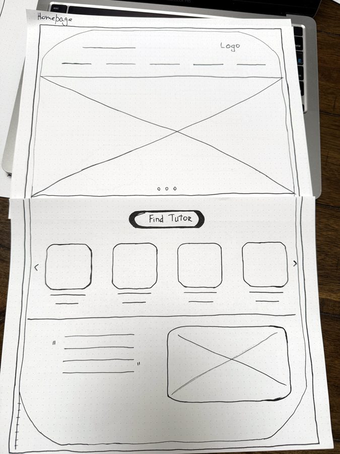 Paper sketch of a Tutorly screen