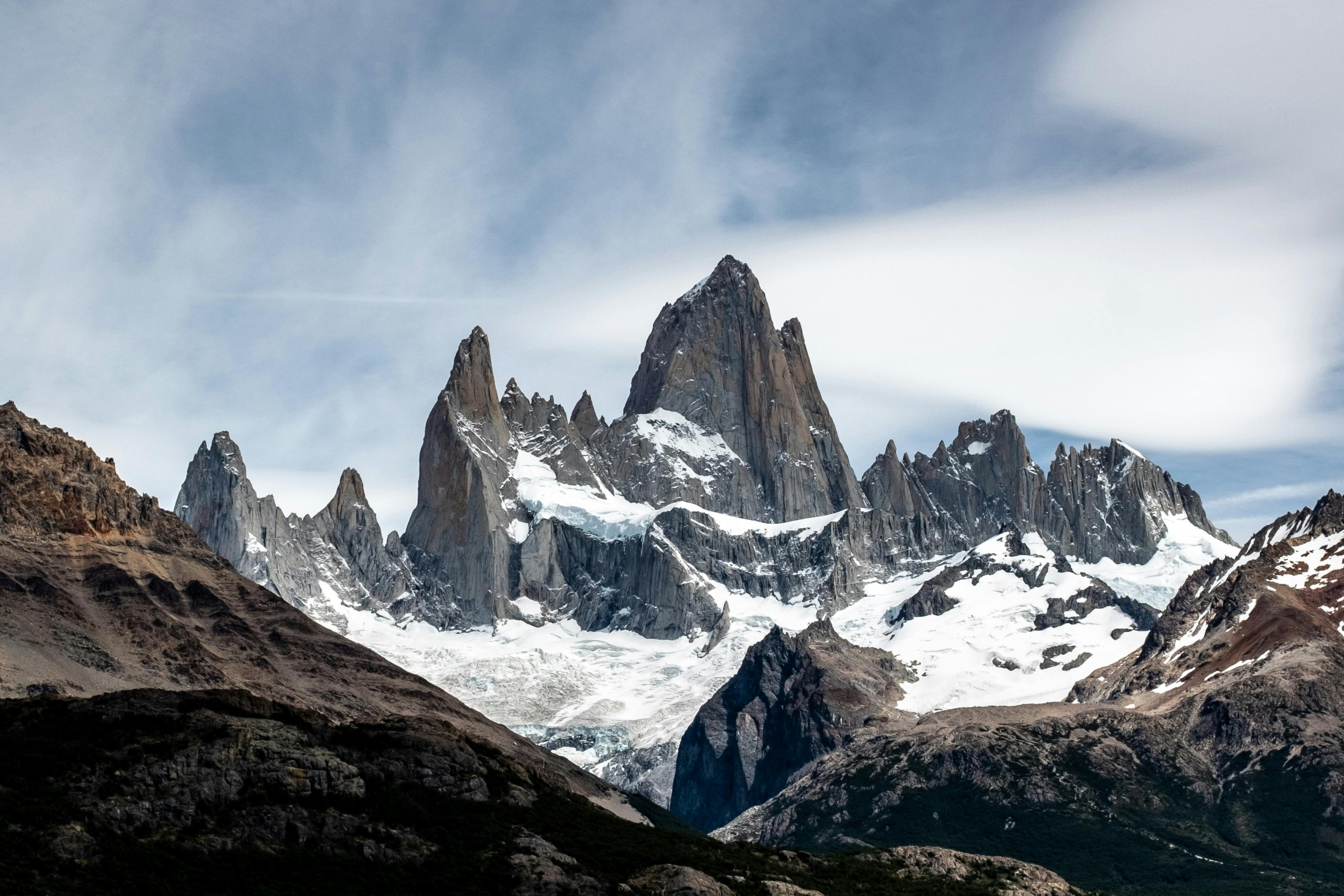 landscape of snow-capped mountains