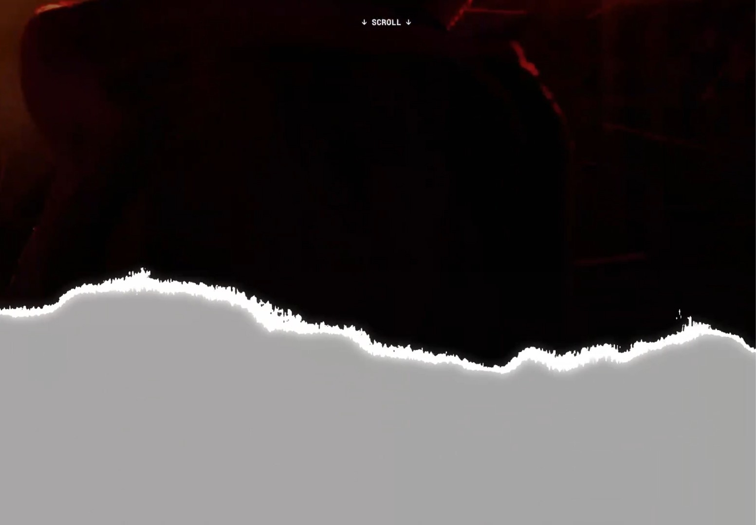 Ripped paper effect with red and gray background, "Scroll" text above.