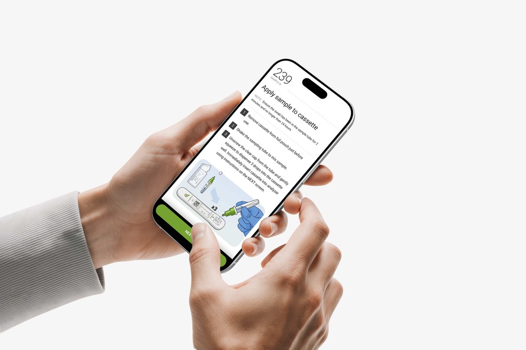 Close-up of Mold Analyzer Test Cassette for single-use mold testing