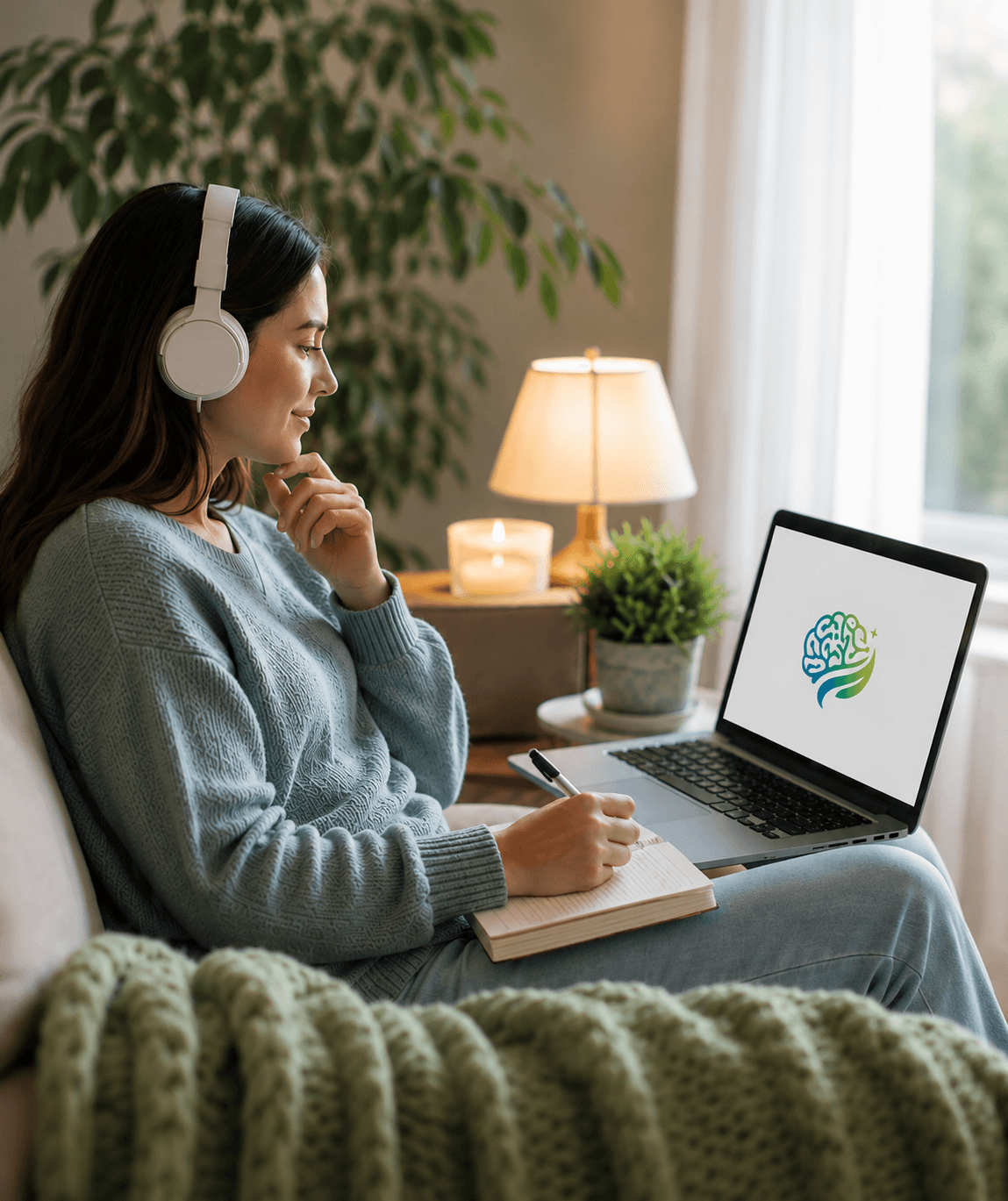Woman watching on laptop