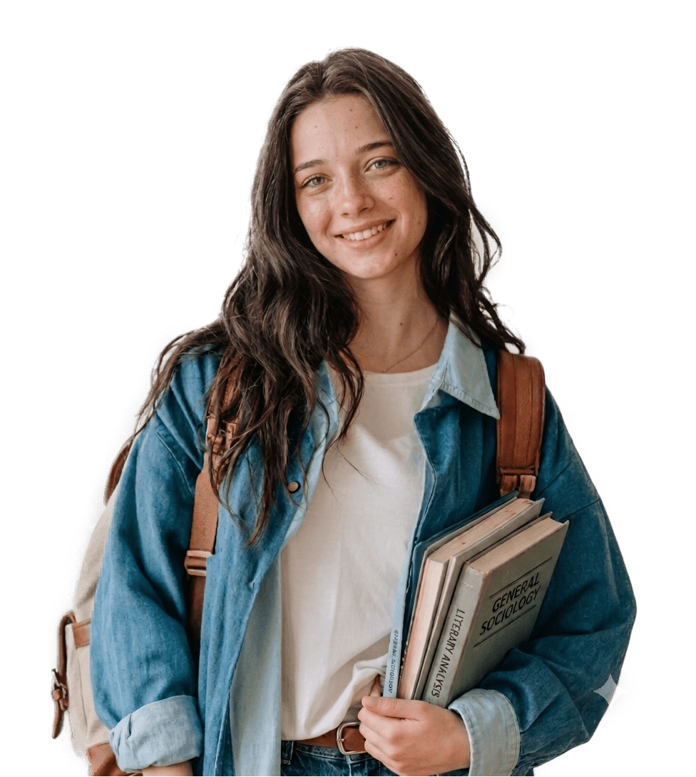 A smilintg girl holding books