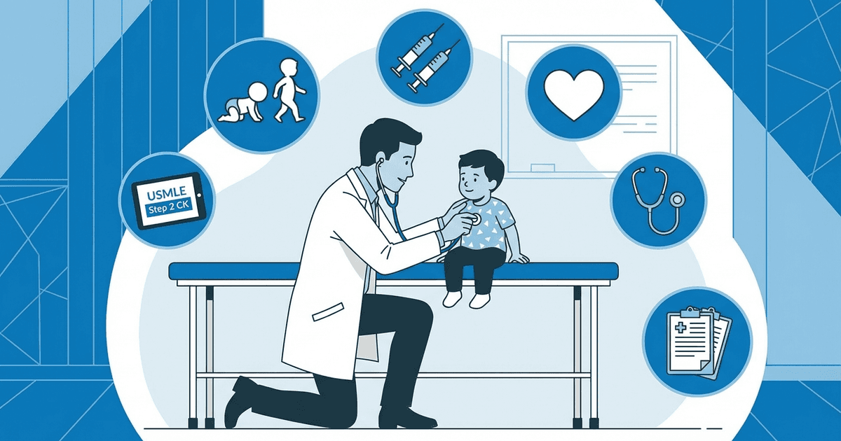Cover: USMLE Step 2 CK Pediatrics: High-Yield Topics, Key Presentations and Exam Strategy (2026)