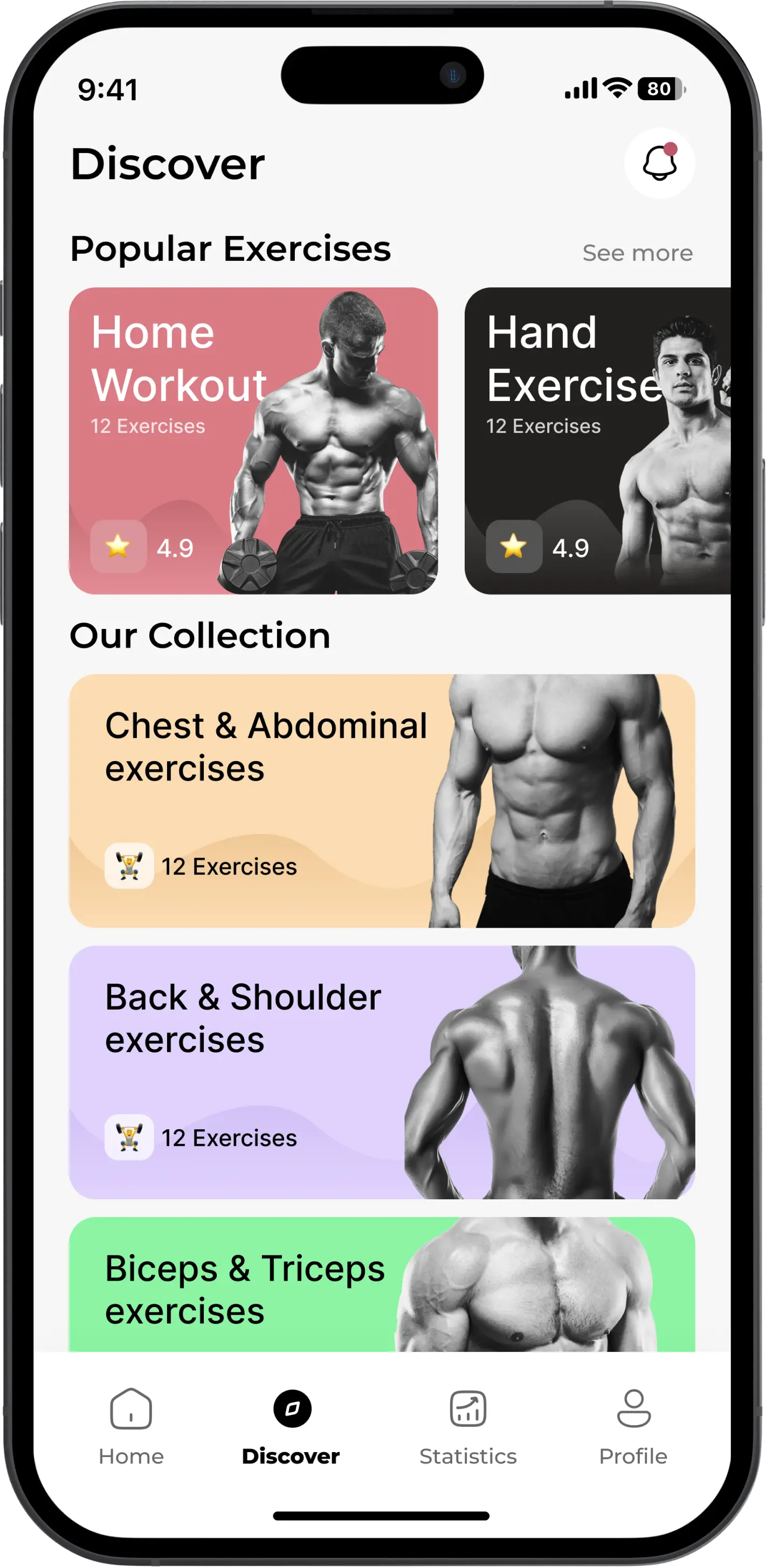 Fitness app home