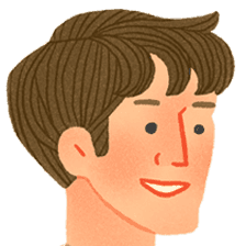 山田さんのチームリーダーの田中さんのイラスト。