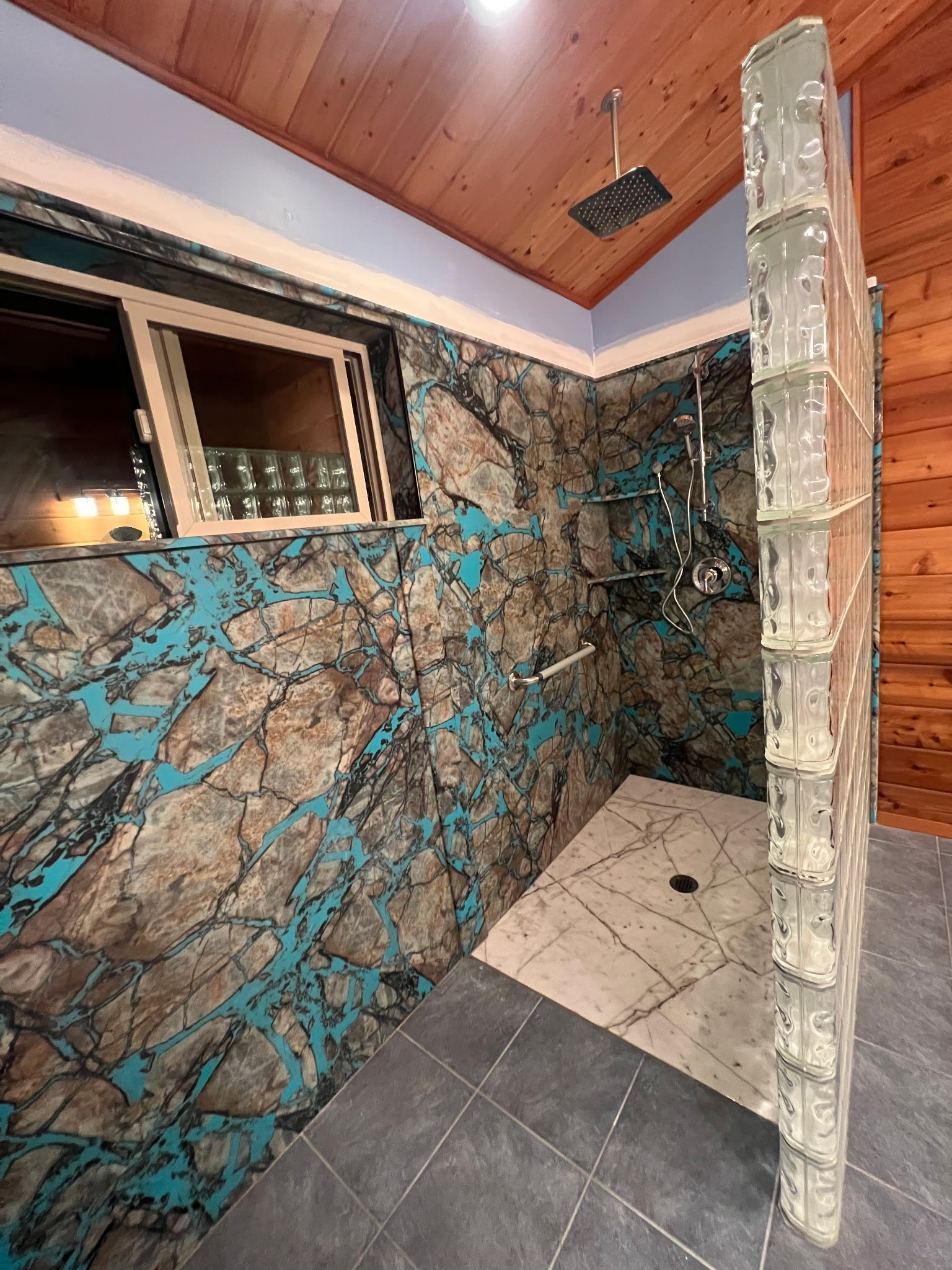 Blue Stone Shower Remodel