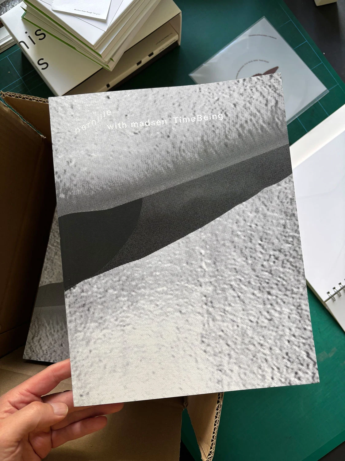 Cover of TimeBeing, artist's book by Pernille With Madsen, silkscreen cover by Peter Skyum