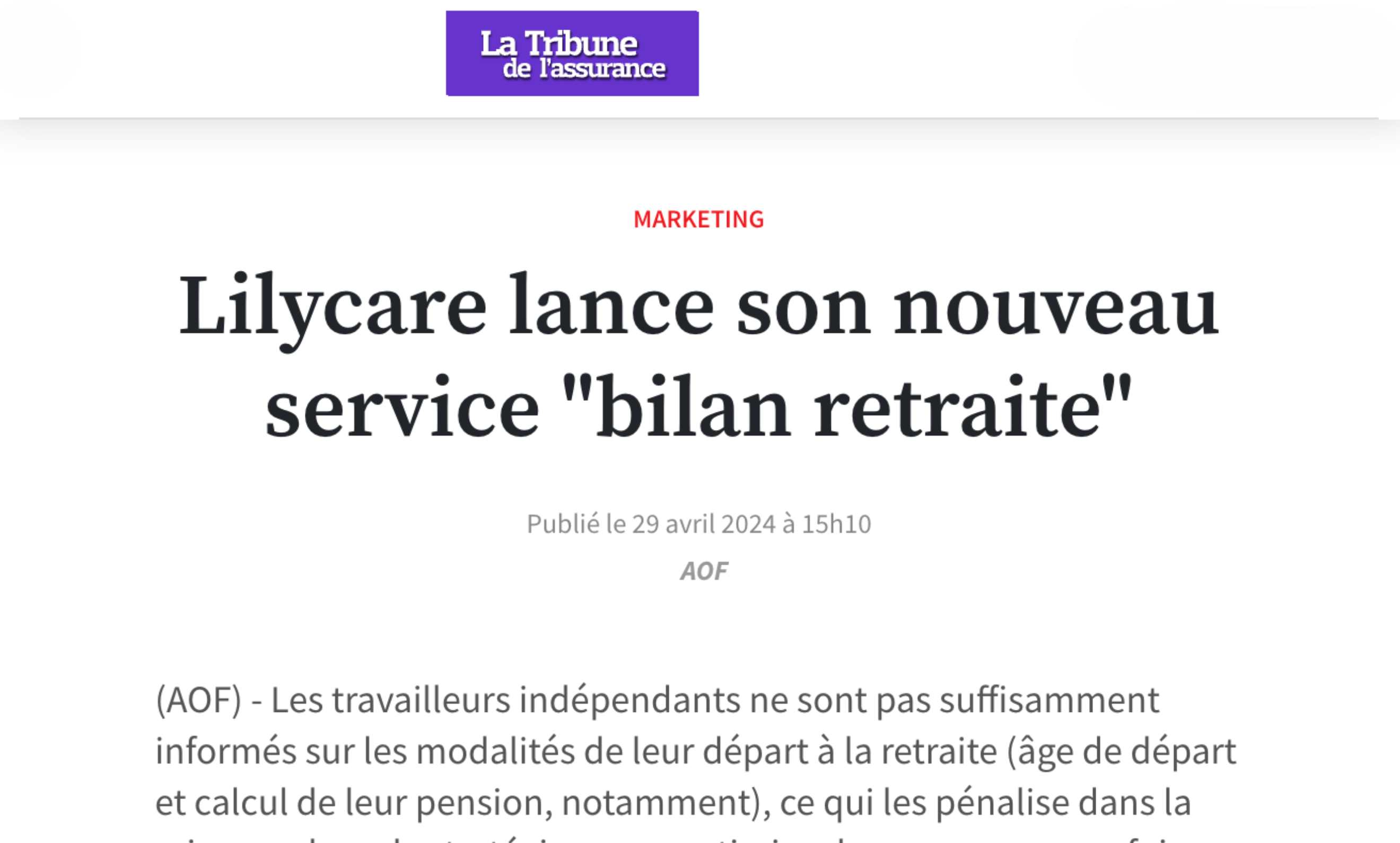 bilan retraite lilycare tribune de l'assurance