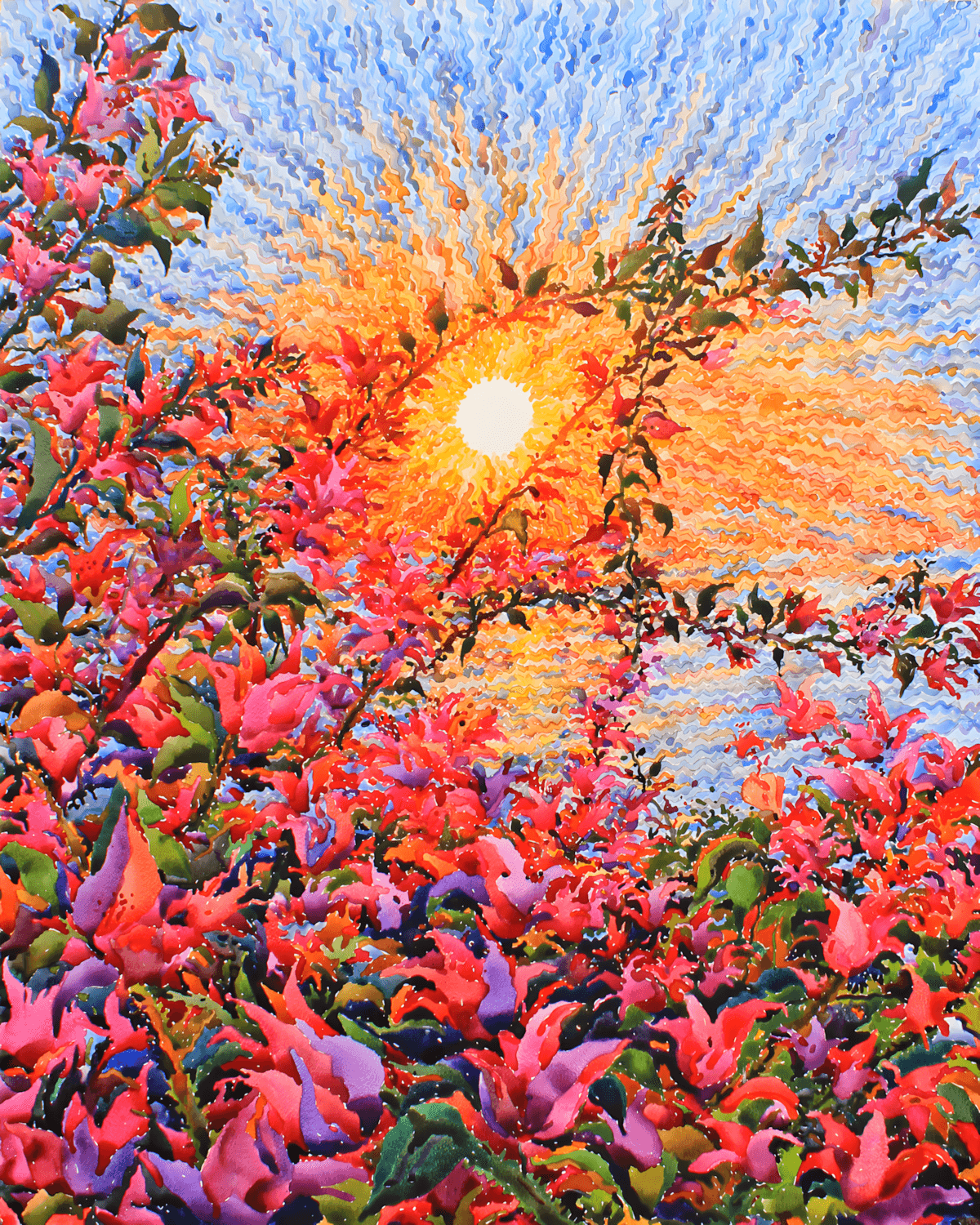 premium art poster and canvas prints, with originals available, from QART , of the artwork " Bougenvilla Flowers "