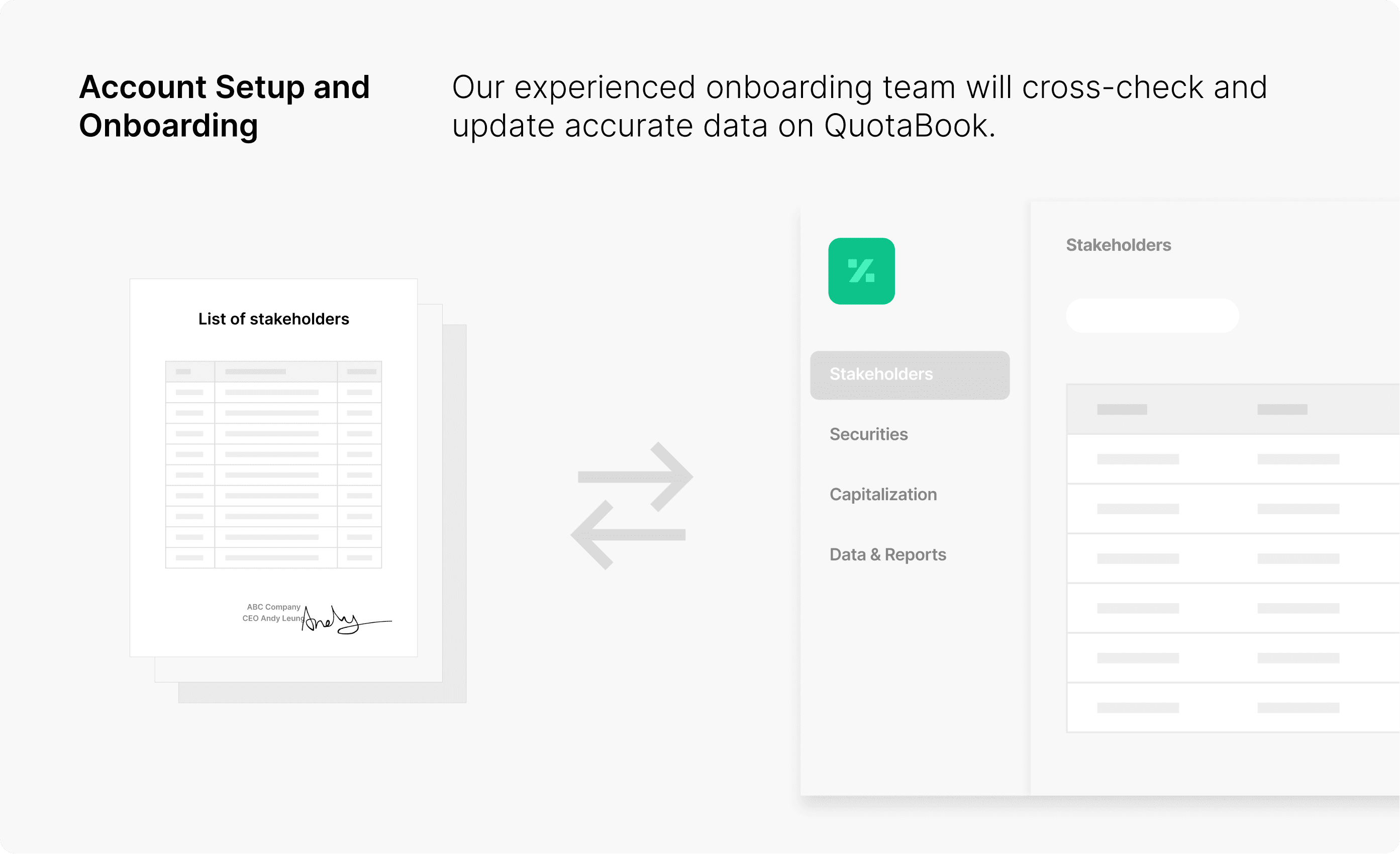QuotaBook account setup and onboarding
