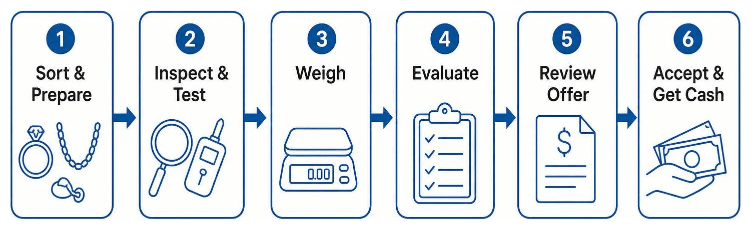 Evaluation process diagram from sorting to cash offer