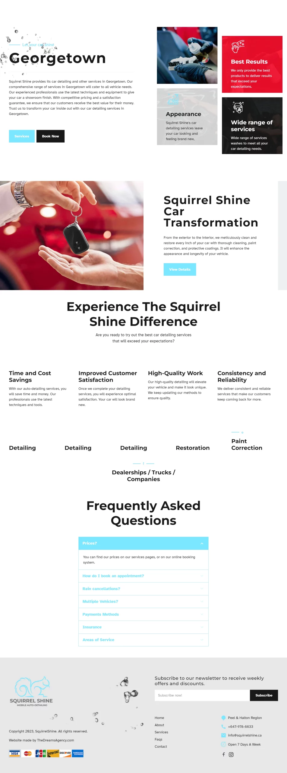 Georgetown page for squirrelshine website developed & designed by Dreams Agency Mississauga, Ontario