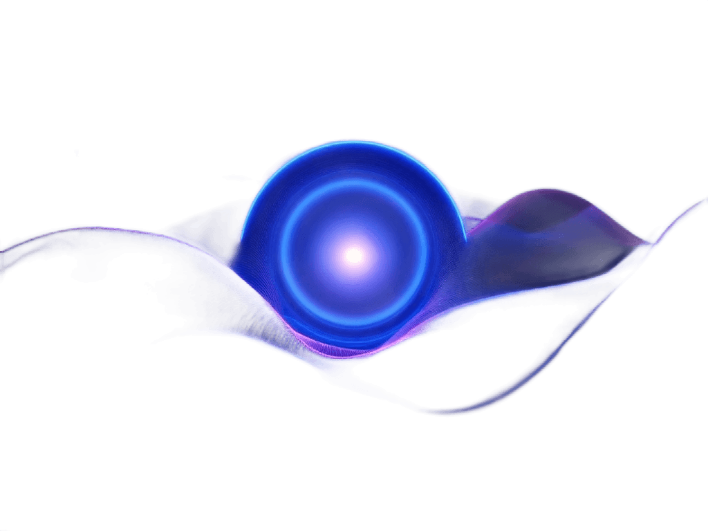 Abstract blue and purple glowing waves with a bright circle in the center (Background Removed)