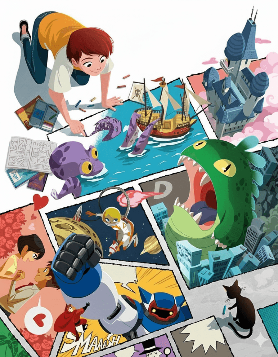 Artistic poster design with stylized female portrait and abstract textures, showcasing creative illustration and visual storytelling.