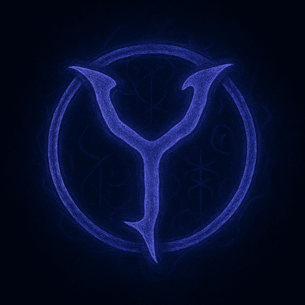 Trickster sigil of Cirqus Heresy — a glowing red circular emblem with a bright central core, symbolizing creative disruption, chaos-as-innovation, and the role of Tricksters as the Order’s provocateurs and architects of new ideas.