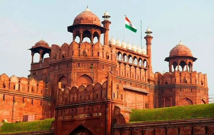 Red Fort with Indian flag