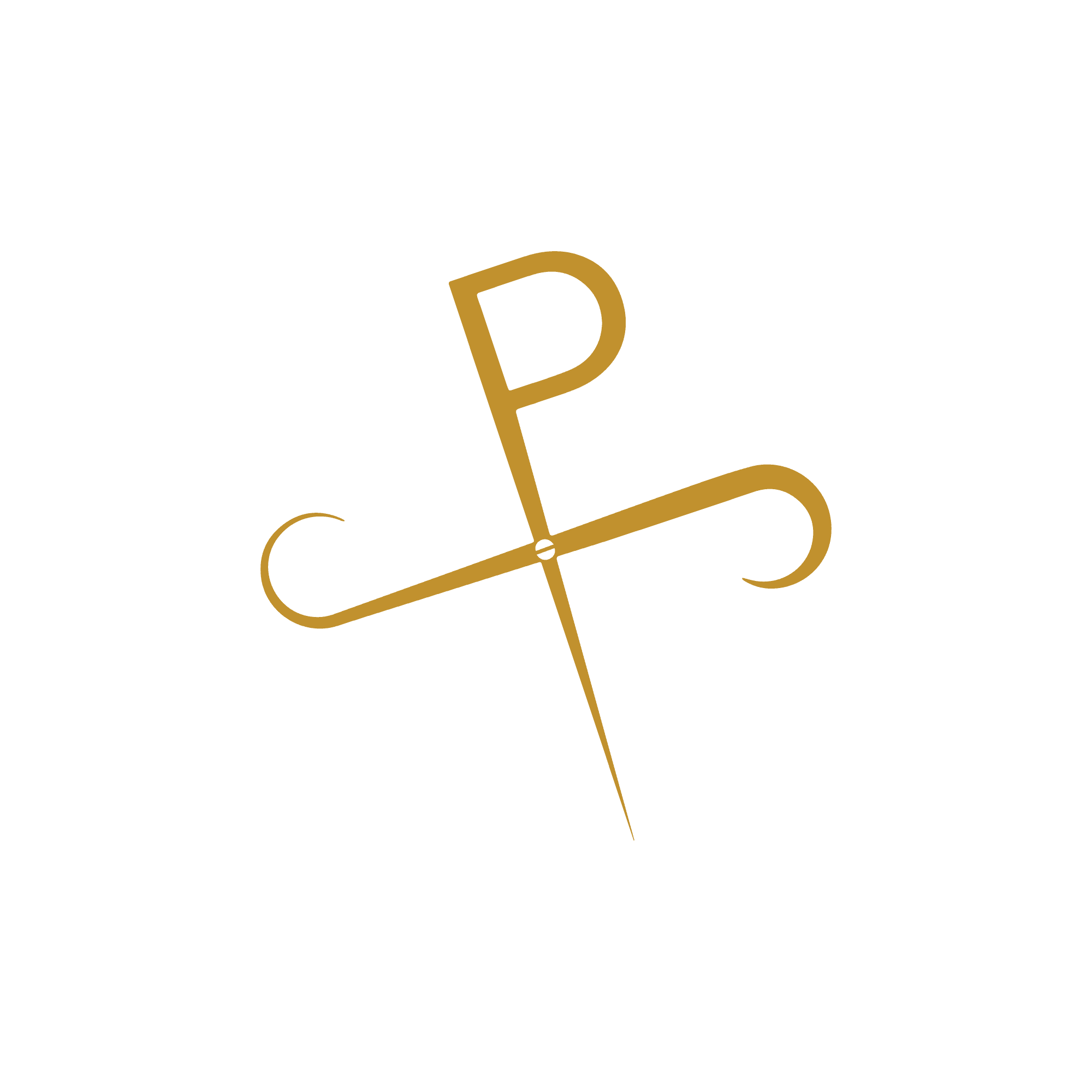 Branding logo of a pair of scissors mixed with the letters P and S