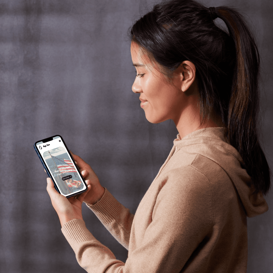 woman looking at website on mobile phone
