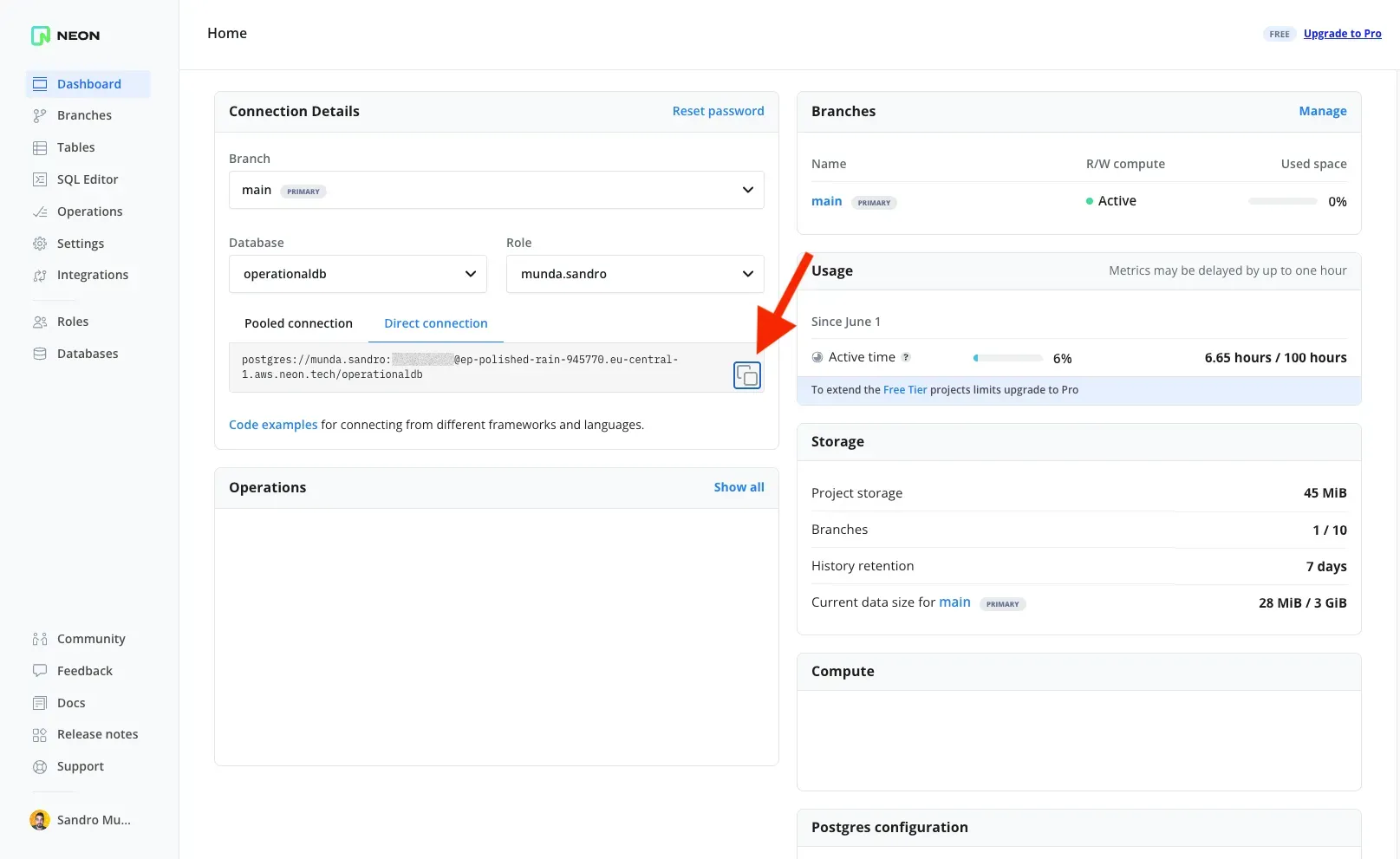 PostgreSQL connection string provided by Neon.tech