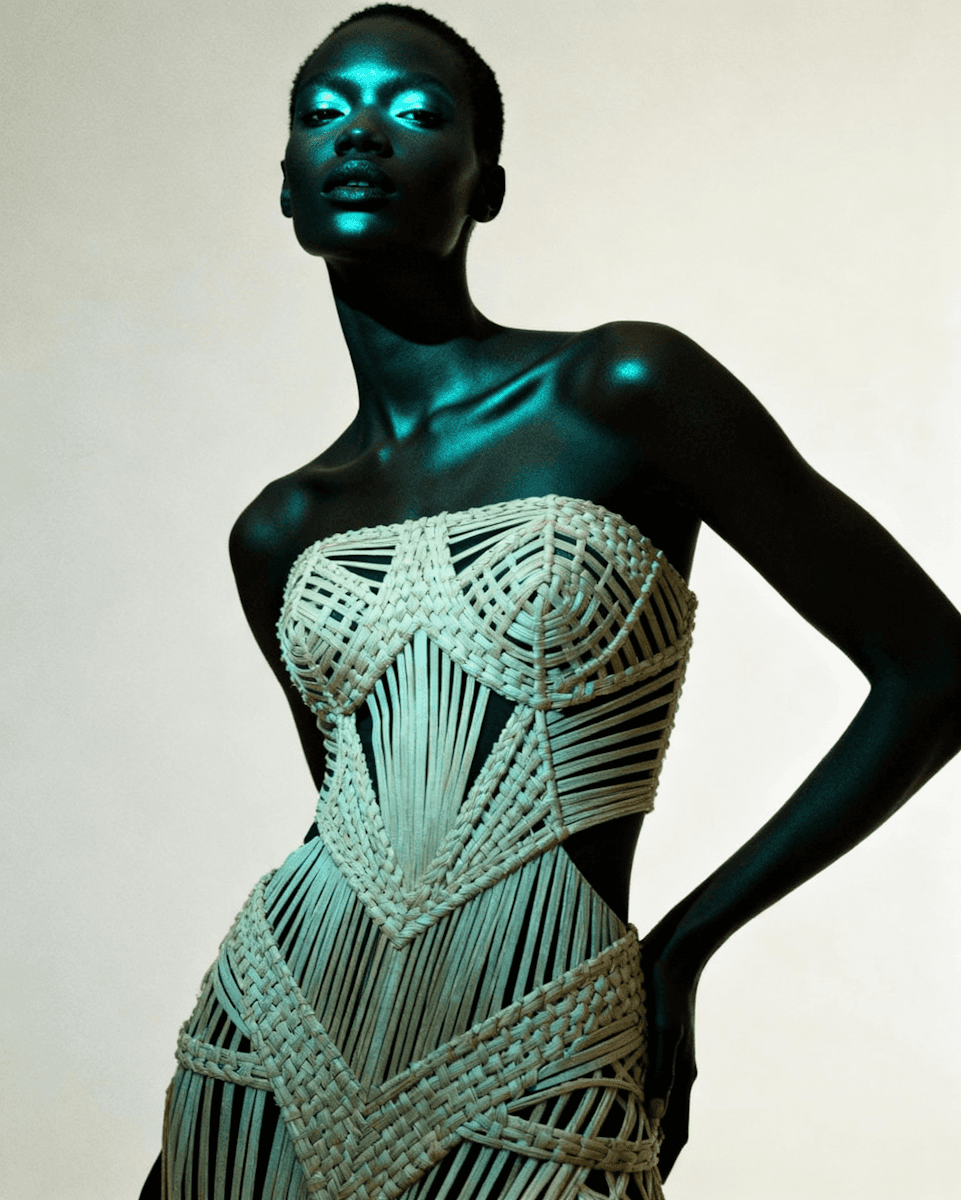 Black Model in hand crafted fashio wear